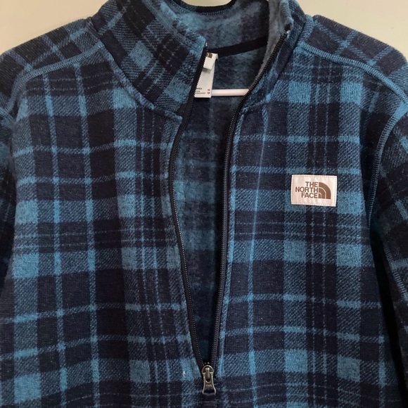 The North Face Blue Plaid Quarter Zip Jacket/Sweater Men's M - Picture 3 of 10